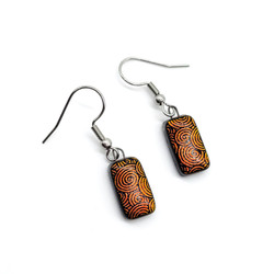 Fair trade dichroic glass dangle earring from Chile