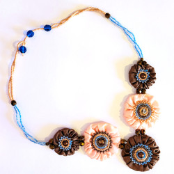 Fair trade ruffled ribbon beaded necklace from Guatemala