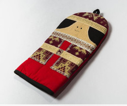 Fair trade appliqued oven mitt from Armenia

