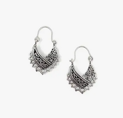 Fair trade silver plated brass hinge hoop earrings from India