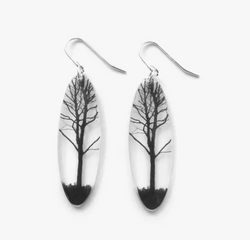 Hand crafted acrylic and sterling tree photo earrings from Canada