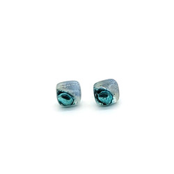 Fair trade fused glass square stud post earrings from Chile