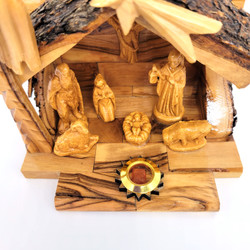 Fair Trade Carved Olivewood and Gypsum Nativity with incense from West Bank