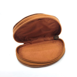 Fair trade leather zip close small clamshell purse from Nepal