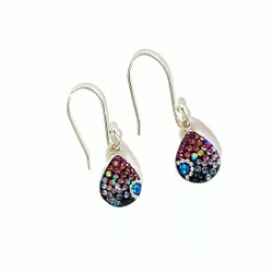 Fair trade Czech crystal and dichroic glass sterling silver dangle earrings from Mexico