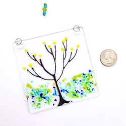Fair trade fused glass tree of life suncatcher from Chile