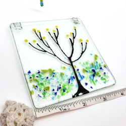 Fair trade fused glass tree of life suncatcher from Chile