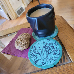 Fair trade block print cotton coaster from Nepal