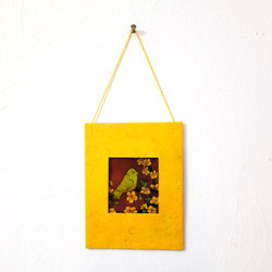 Fair trade hand made paper and batik Christmas ornament or miniature wall art from Nepal