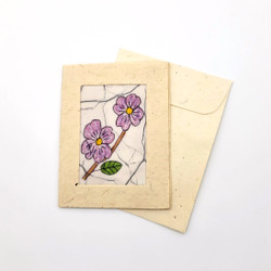 Fair trade dogwood batik mini paper gift card from Nepal