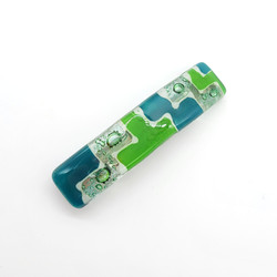 Fair trade fused glass large hair barrette from Chile