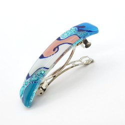 Fair trade fused glass large hair barrette from Chile