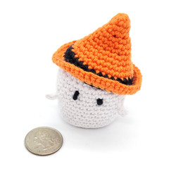 Fair trade artisan crafted knit wool miniature ghost figure from Chile  Fair trade artisan crafted knit wool miniature ghost figure from Chile