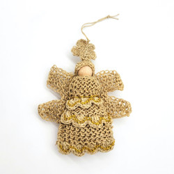 Fair trade hemp Christmas tree angel ornament from Bangladesh