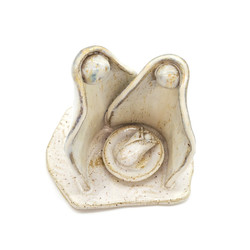 Fair trade white stoneware holy family nativity from Chile