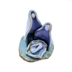 Fair trade white stoneware holy family nativity from Chile