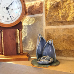 Fair trade white stoneware holy family nativity from Chile