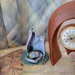 Fair trade white stoneware holy family nativity from Chile