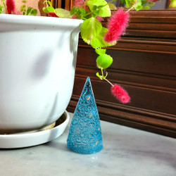 Fair trade fused glass standing tree decoration from Chile
