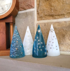 Fair trade fused glass standing tree decoration from Chile