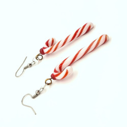 fair trade crystal glass candy cane dangle earrings from Chile
