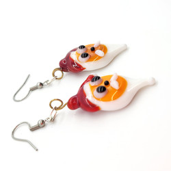 Fair trade crystal Santa Claus dangle earrings from Chile