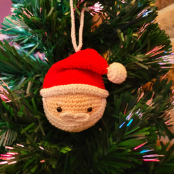Fair trade knit wool Santa Christmas tree ornament from Chile