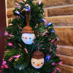Fair trade knit wool snowman Christmas tree ornament from Chile