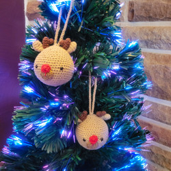 Fair trade knit wool reindeer Christmas tree ornament from Chile
