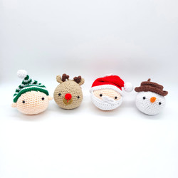 Fair trade knit wool reindeer, Santa, elf, and snowman Christmas tree ornament from Chile