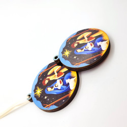 Fair trade laminated Holy Family wood ornament from Chile