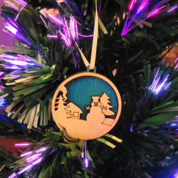 Fair trade laser cut and brush painted wood snowman Christmas ornament from Chile
