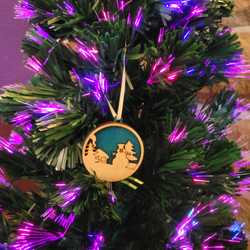 Fair trade laser cut and brush painted wood snowman Christmas ornament from Chile