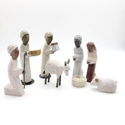 Fair Trade Serpentine Stone and Metal Nativity Scene from Zimbabwe