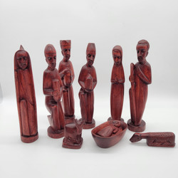 Fair trade carved jacaranda wood nativity from Rwanda