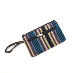 Fair trade woven cotton coin purse with zip close top from Nepal