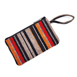 Fair trade woven cotton coin purse with zip close top from Nepal