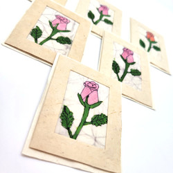 Fair trade batik rose bud mini gift card from Nepal