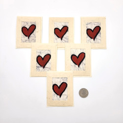 Fair trade batik single heart mini gift card set from Nepal