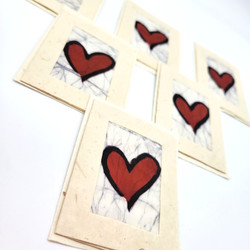 Fair trade batik single heart mini gift card set from Nepal