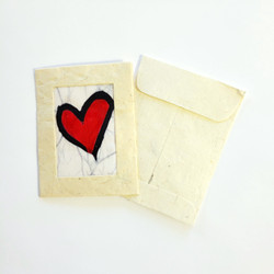 Fair trade batik single heart mini gift card set from Nepal