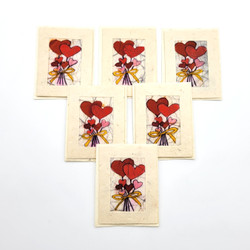Batik Heart Bouquet Mini Card SET OF 6 from Nepal