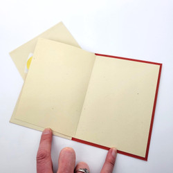 Fair trade gold block printed rose blossom note card from Bangladesh