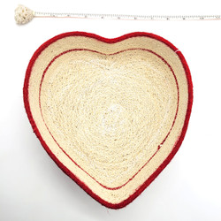 Fair trade jute cord heart shaped basket from Bangladesh