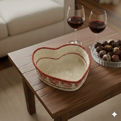 Fair trade jute cord heart shaped basket from Bangladesh