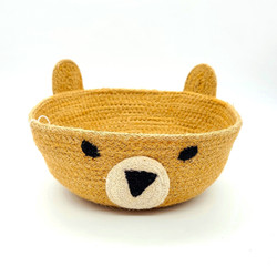 Fair trade jute cord little bear basket with ears from Bangladesh