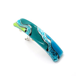Fair trade large fused glass hair barrette from Chile 