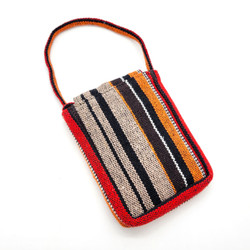 Fair trade woven cotton stripe velcro close cross body mini purse from Nepal 