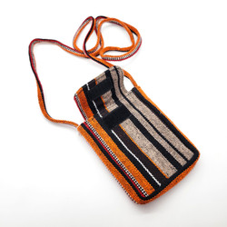 Fair trade woven cotton stripe velcro close cross body mini purse from Nepal