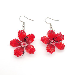 Fair trade hand woven crin horsehair daisy flower dangle earrings from Chile 